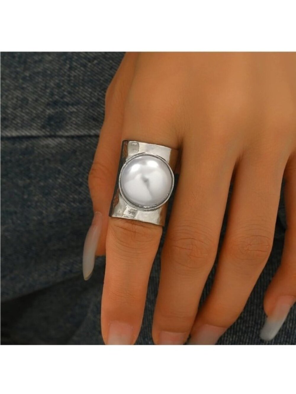 Sculptural Baroque Pearl Signet Ring